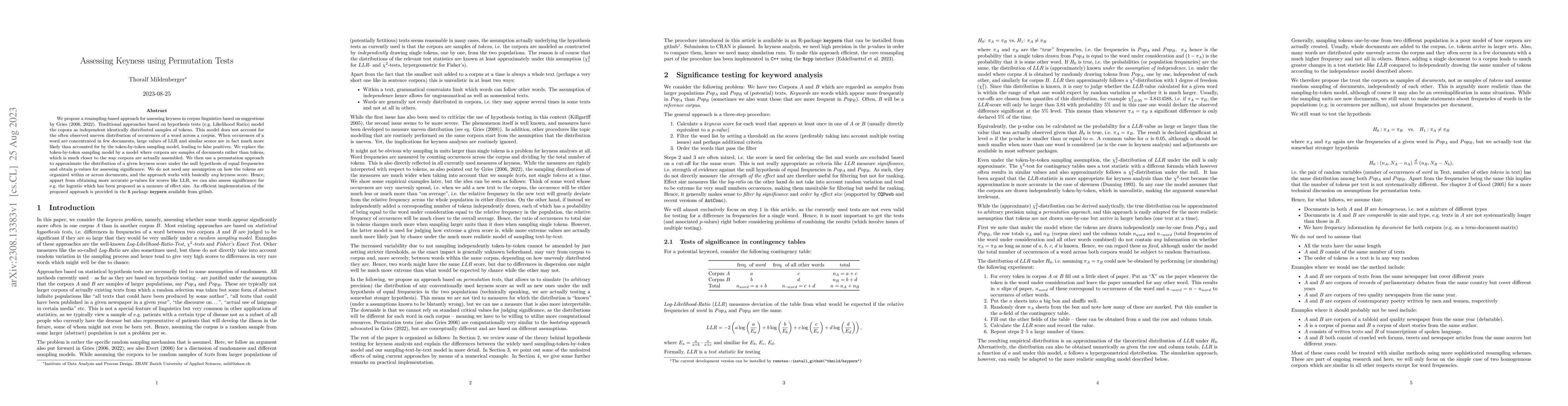 Thumbnail for Assessing Keyness using Permutation Tests