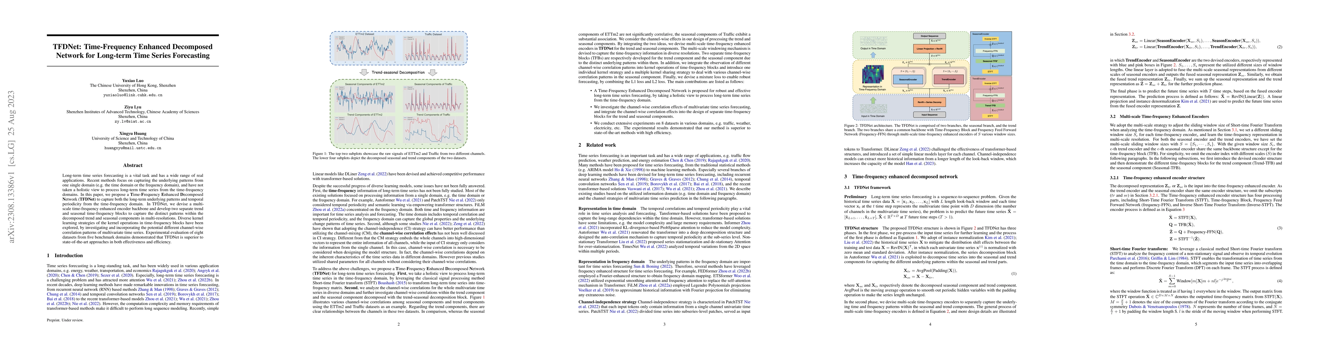 Thumbnail for TFDNet: Time-Frequency Enhanced Decomposed Network for Long-term Time
  Series Forecasting