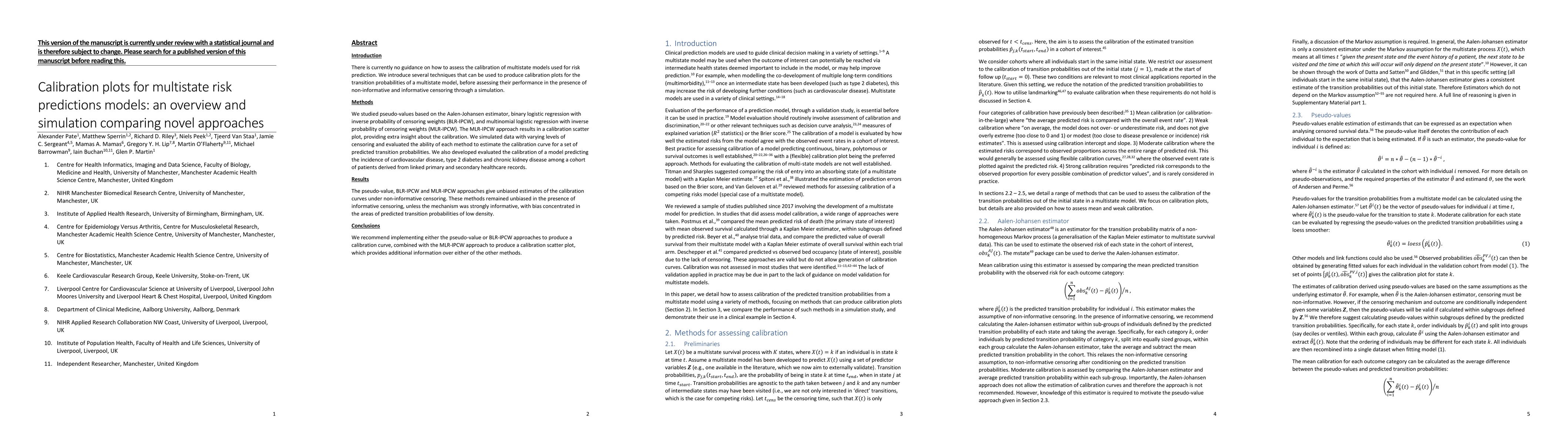 Thumbnail for Calibration plots for multistate risk predictions models: an overview
  and simulation comparing novel approaches