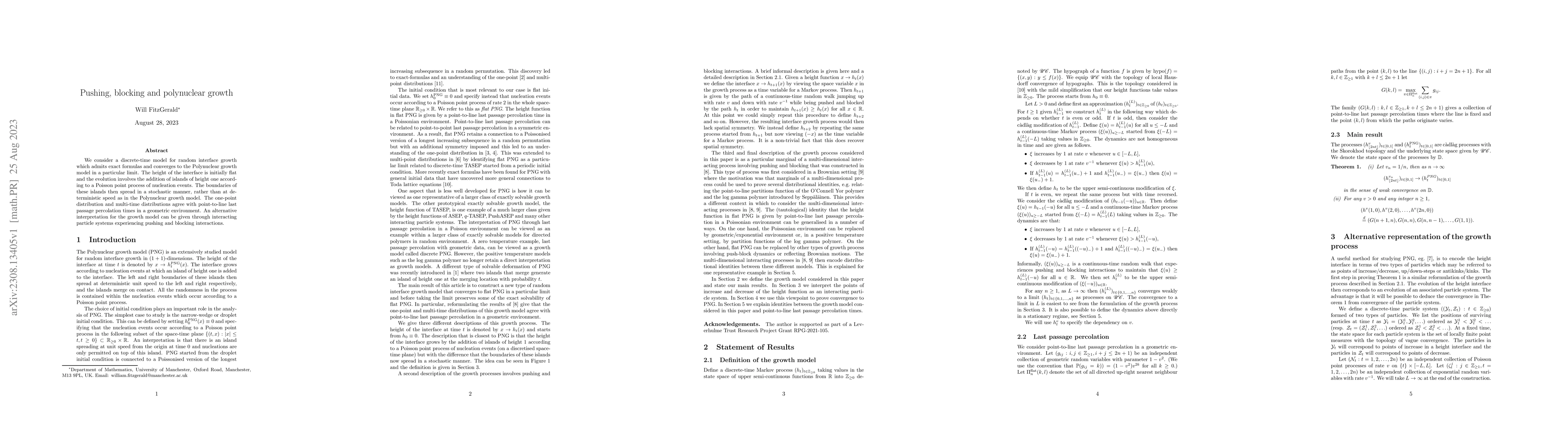 Thumbnail for Pushing, blocking and polynuclear growth