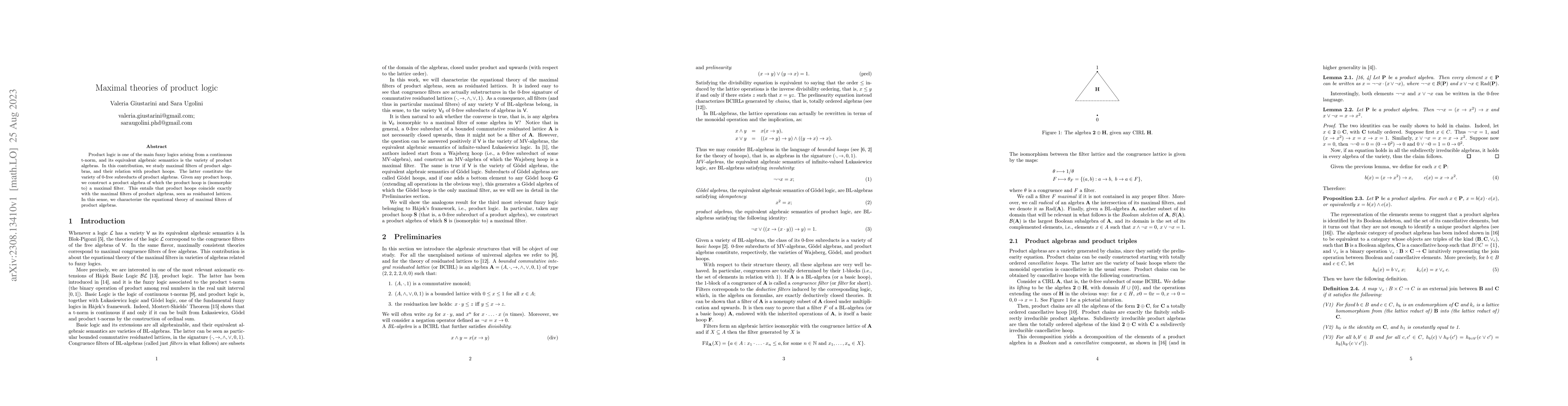 Thumbnail for Maximal theories of product logic