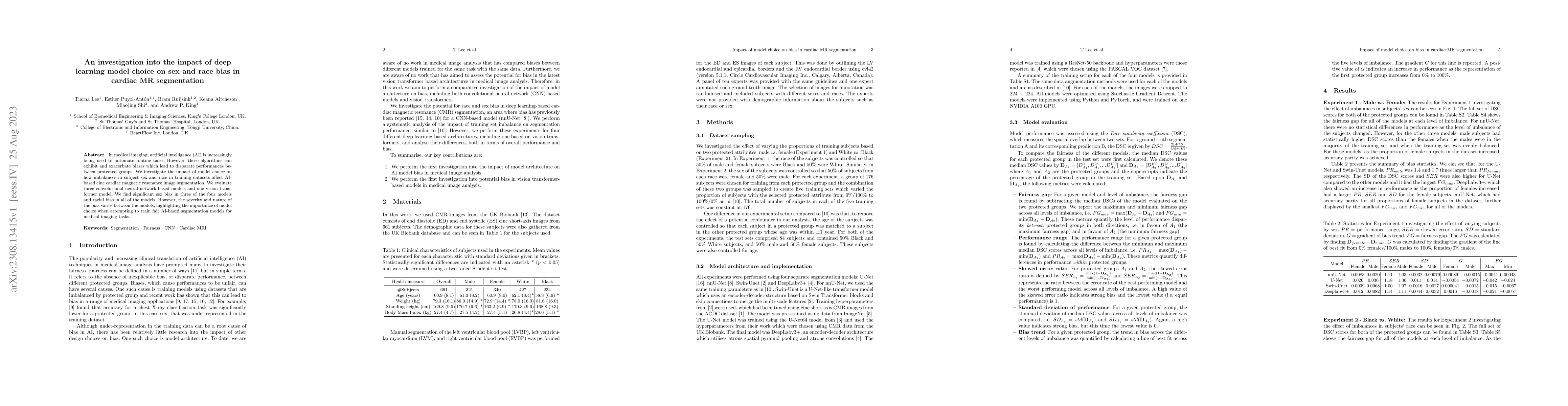 Thumbnail for An investigation into the impact of deep learning model choice on sex
  and race bias in cardiac MR segmentation