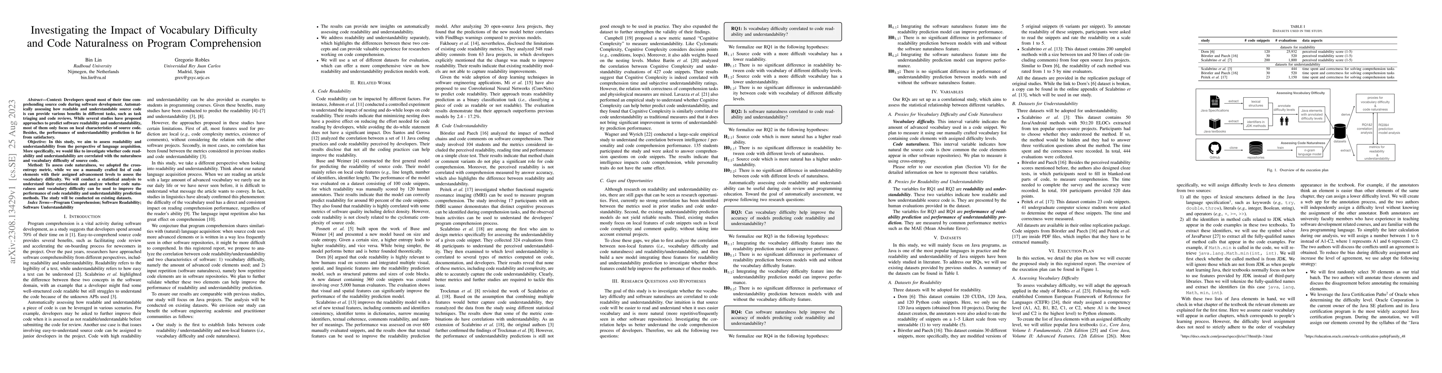 Thumbnail for Investigating the Impact of Vocabulary Difficulty and Code Naturalness
  on Program Comprehension