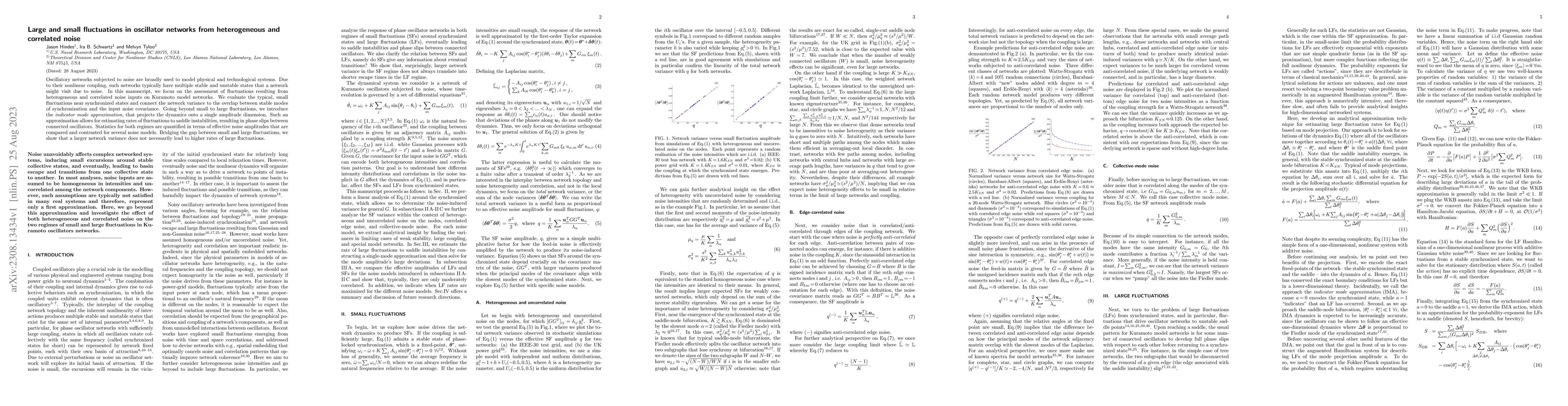 Thumbnail for Large and small fluctuations in oscillator networks from heterogeneous
  and correlated noise