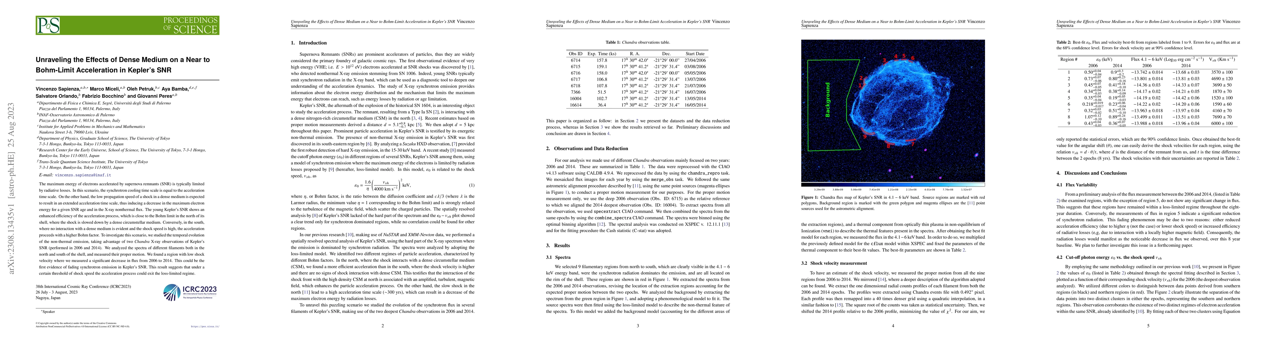 Thumbnail for Unraveling the Effects of Dense Medium on a Near to Bohm-Limit
  Acceleration in Kepler's SNR