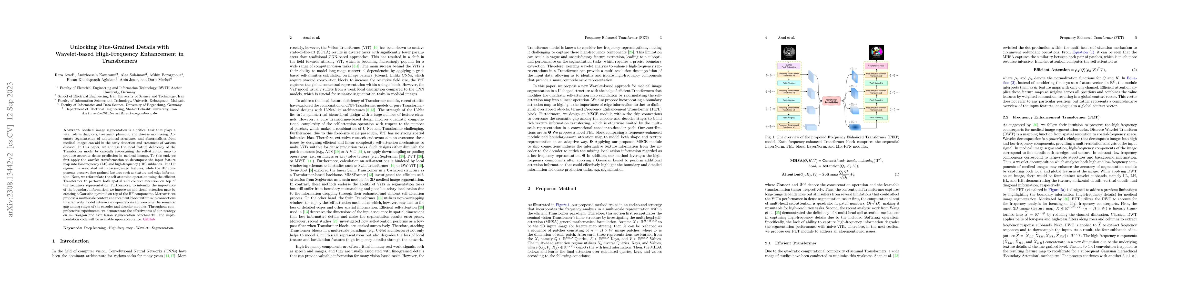 Thumbnail for Unlocking Fine-Grained Details with Wavelet-based High-Frequency
  Enhancement in Transformers