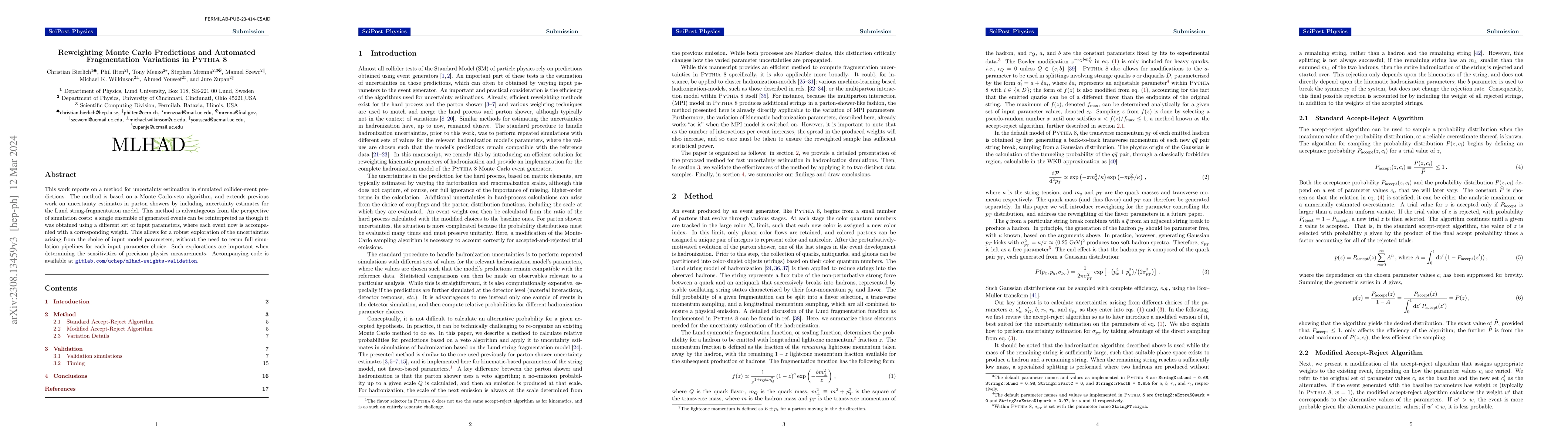 Thumbnail for Reweighting Monte Carlo Predictions and Automated Fragmentation
  Variations in Pythia 8