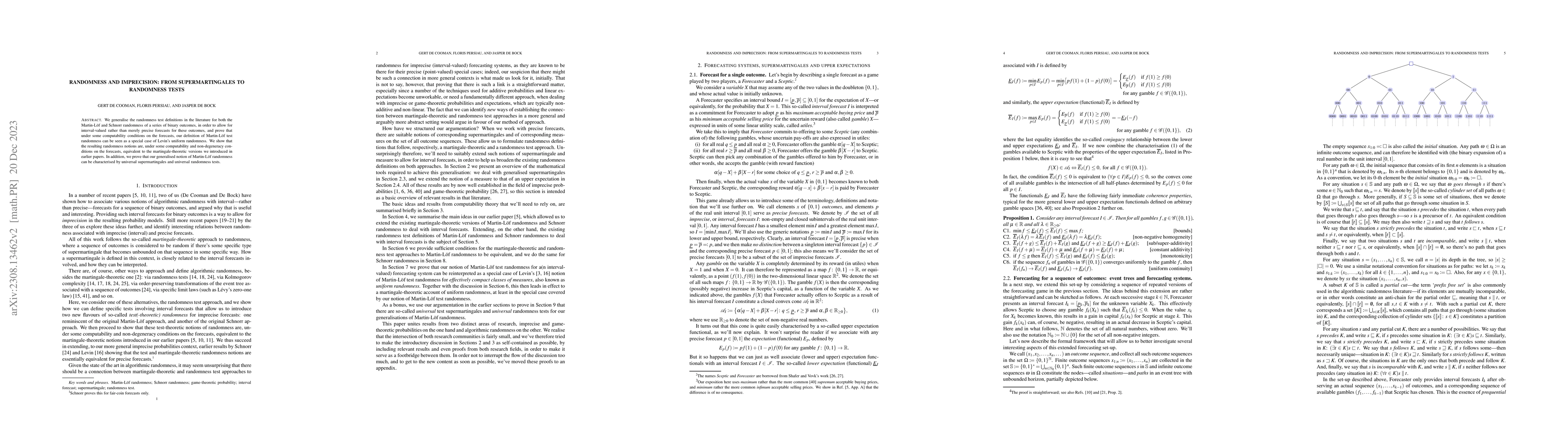 Thumbnail for Randomness and imprecision: from supermartingales to randomness tests