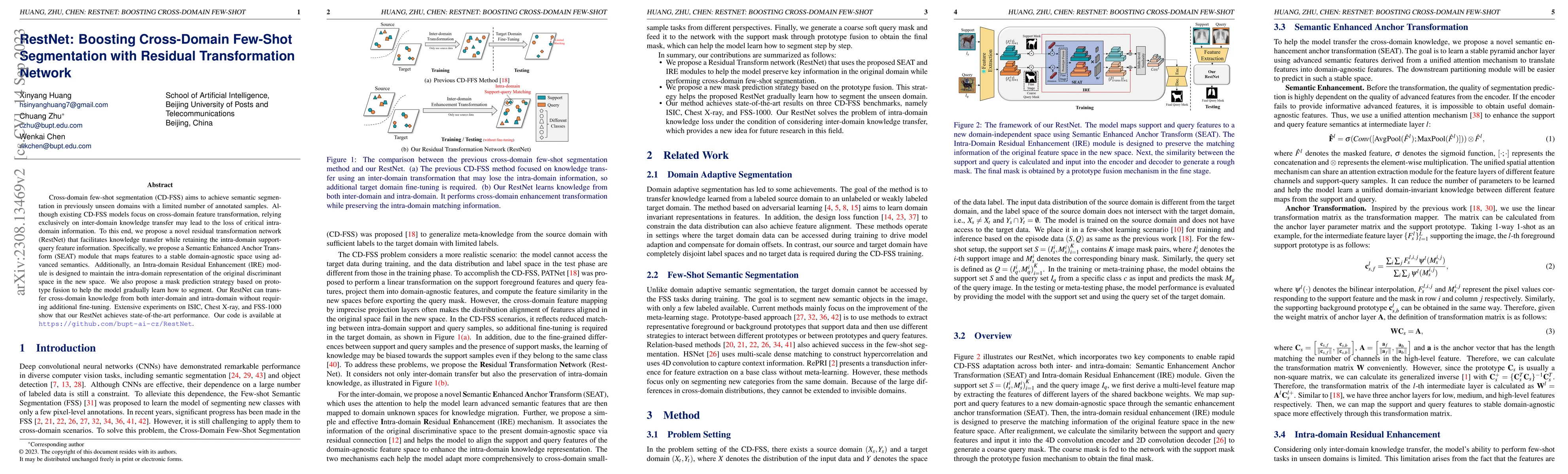 Thumbnail for RestNet: Boosting Cross-Domain Few-Shot Segmentation with Residual
  Transformation Network
