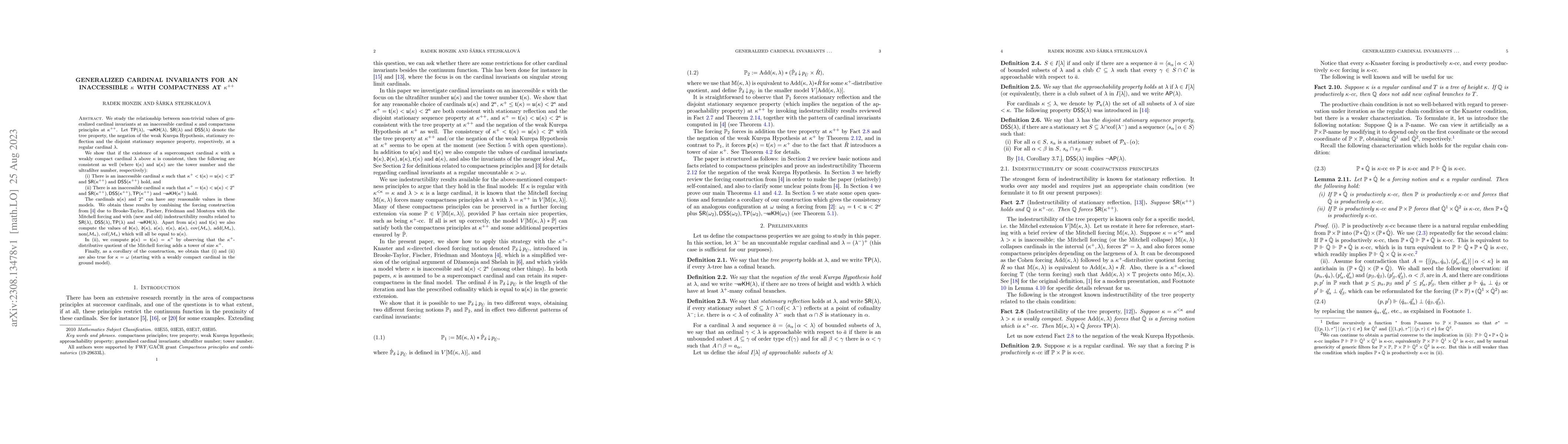 Thumbnail for Generalized cardinal invariants for an inaccessible $\kappa$ with
  compactness at $\kappa^{++}$