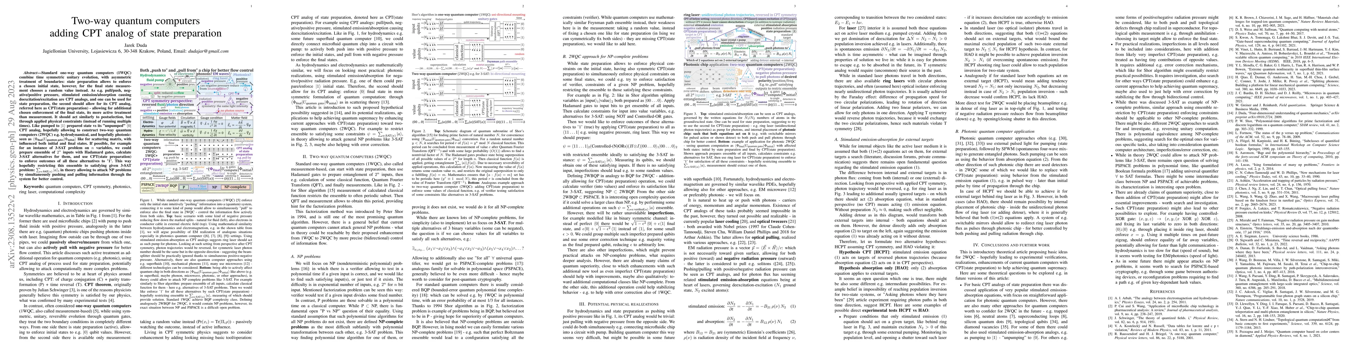 Thumbnail for Two-way quantum computers adding CPT analog of state preparation