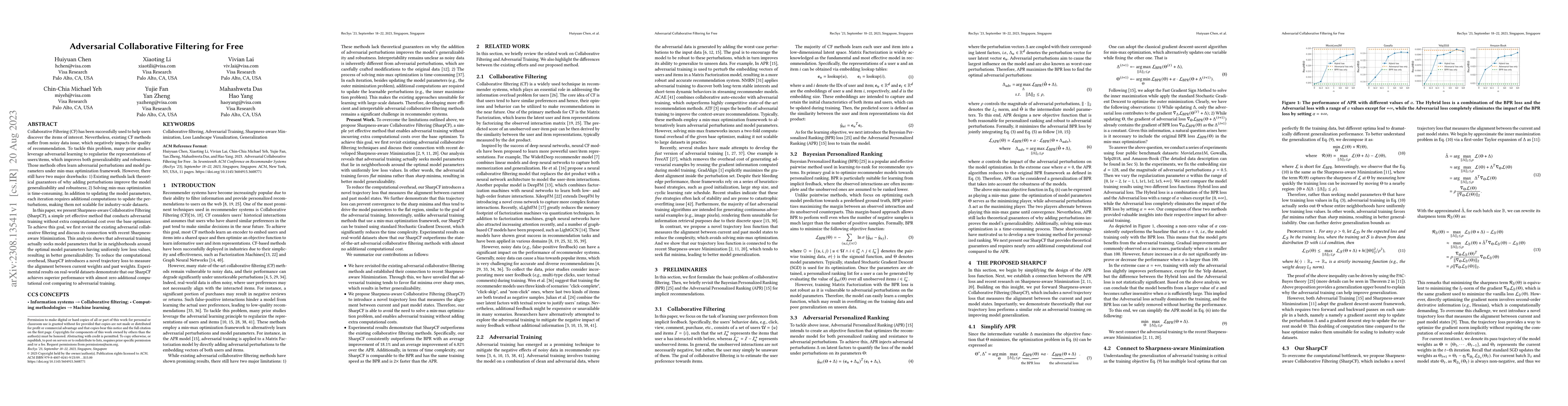 Thumbnail for Adversarial Collaborative Filtering for Free