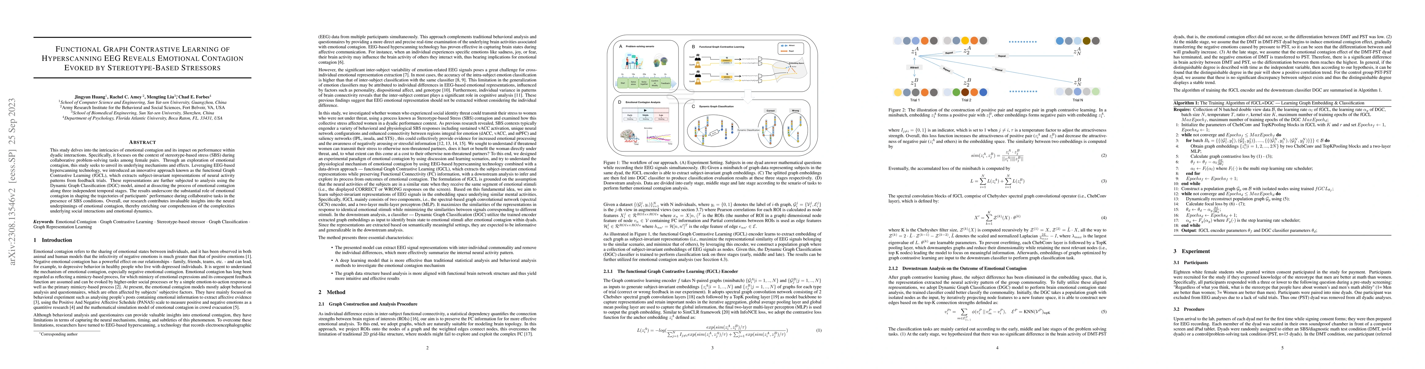 Thumbnail for Functional Graph Contrastive Learning of Hyperscanning EEG Reveals
  Emotional Contagion Evoked by Stereotype-Based Stressors