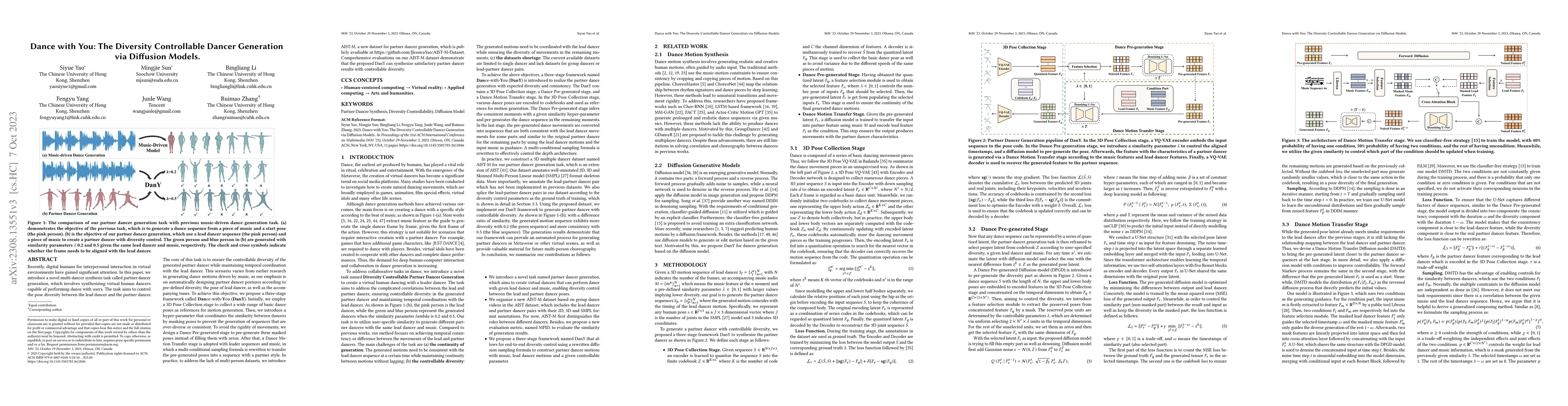 Thumbnail for Dance with You: The Diversity Controllable Dancer Generation via
  Diffusion Models