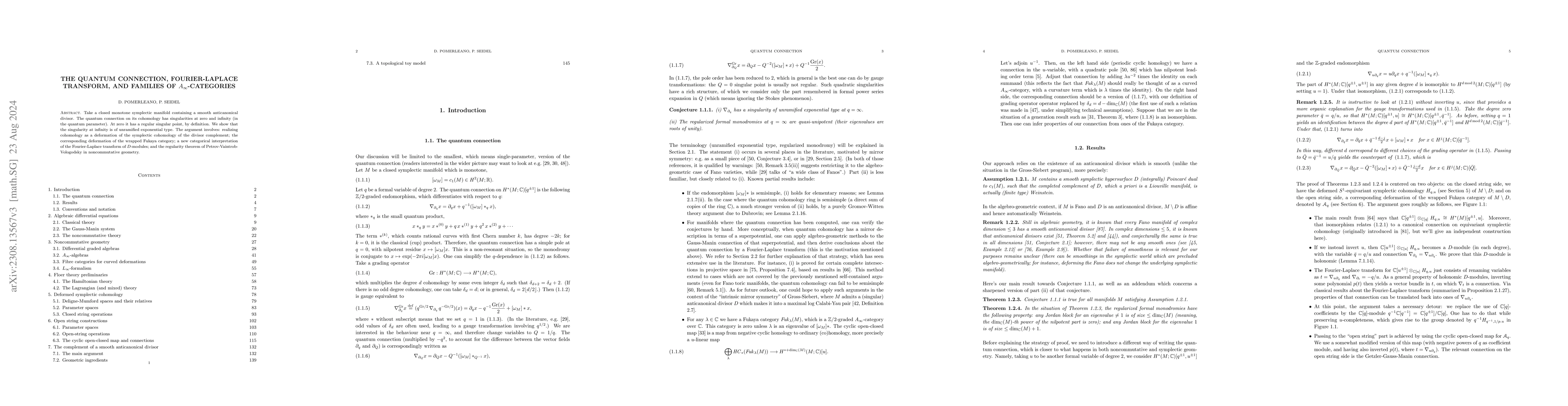 Thumbnail for The quantum connection, Fourier-Laplace transform, and families of
  A-infinity-categories
