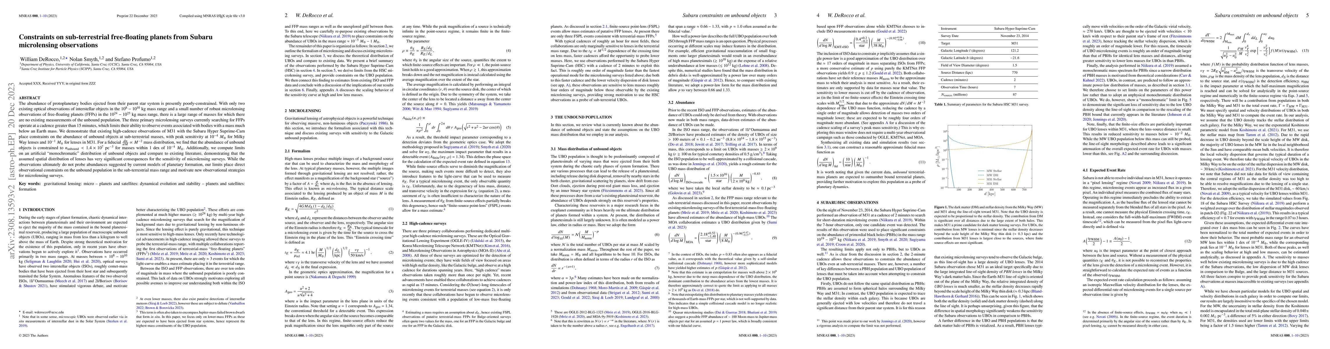 Thumbnail for Constraints on sub-terrestrial free-floating planets from Subaru
  microlensing observations