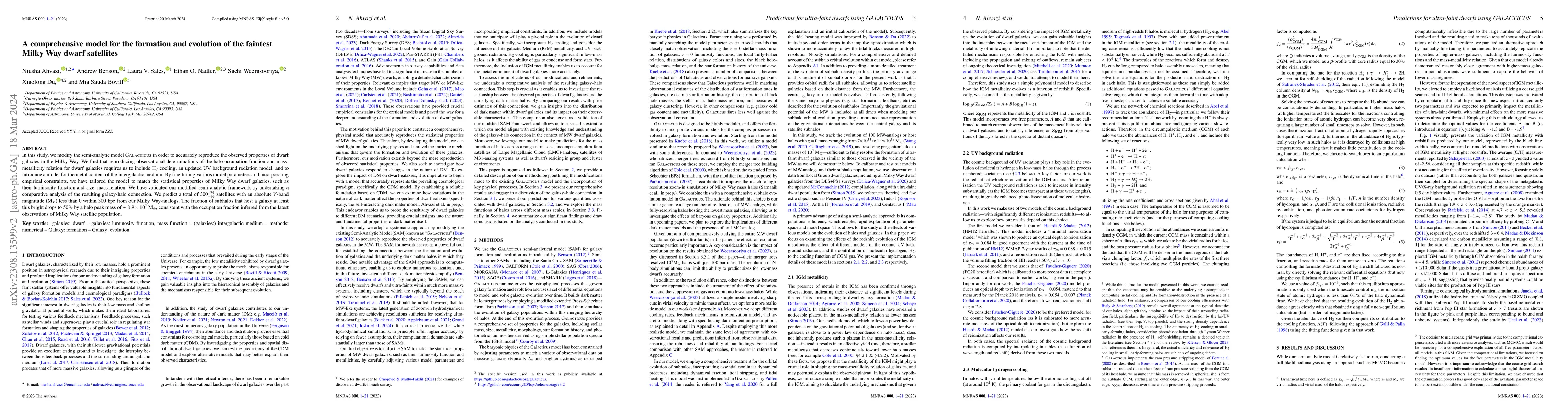 Thumbnail for A comprehensive model for the formation and evolution of the faintest
  Milky Way dwarf satellites