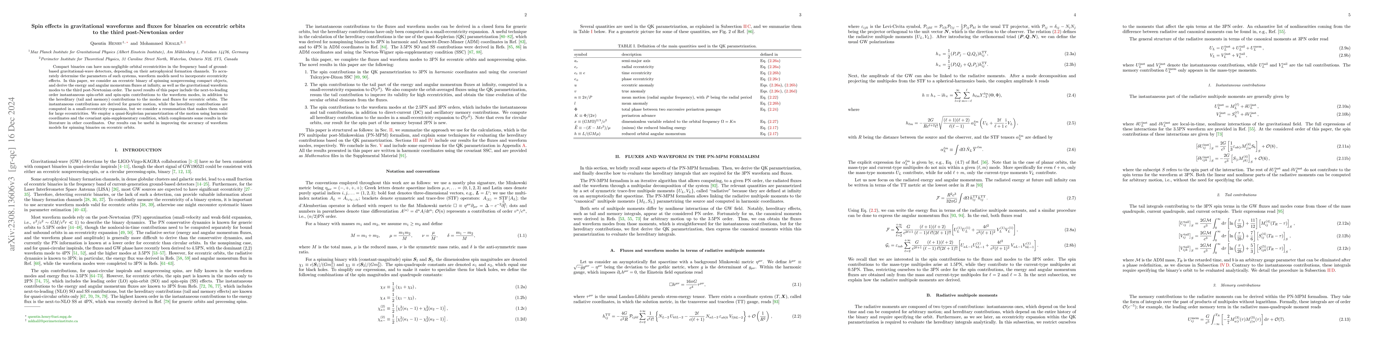 Thumbnail for Spin effects in gravitational waveforms and fluxes for binaries on
  eccentric orbits to the third post-Newtonian order