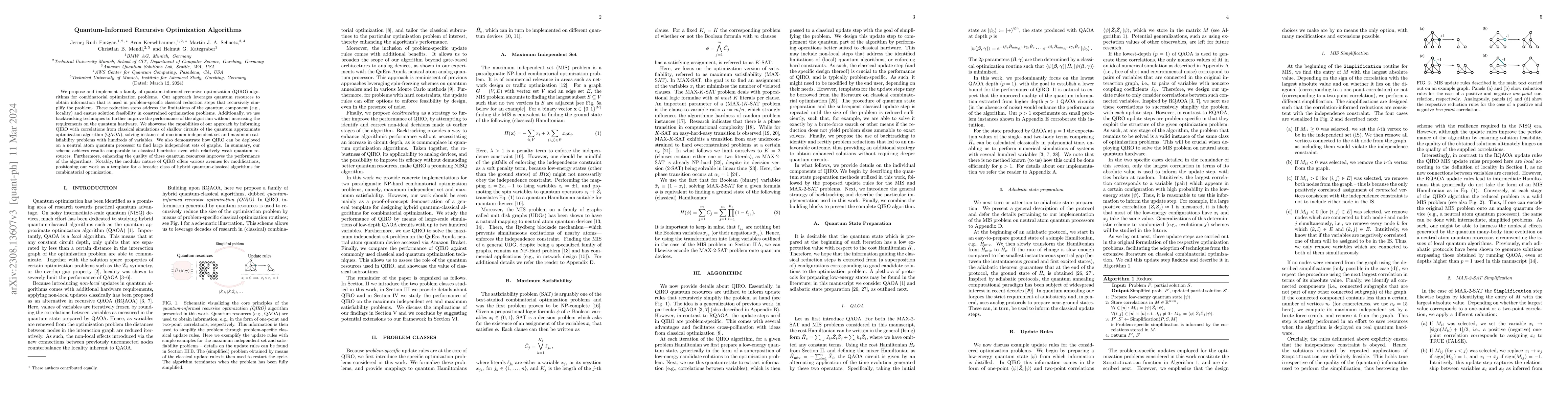 Thumbnail for Quantum-Informed Recursive Optimization Algorithms
