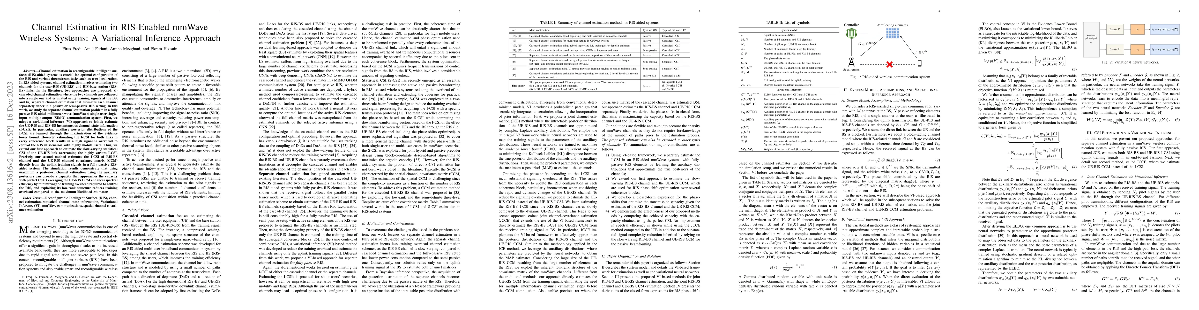 Thumbnail for Channel Estimation in RIS-Enabled mmWave Wireless Systems: A Variational
  Inference Approach