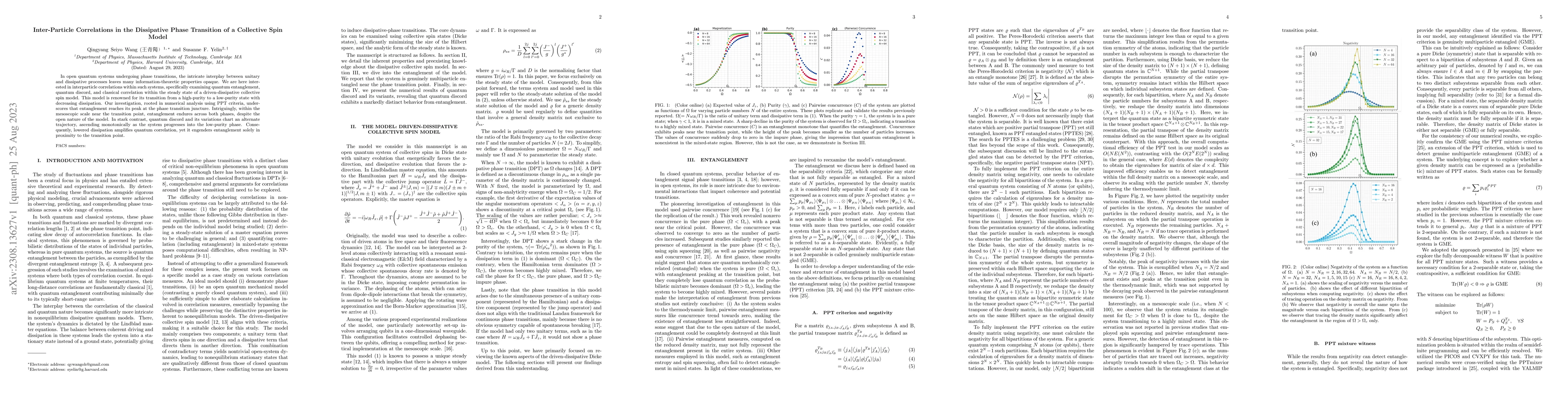 Thumbnail for Inter-Particle Correlations in the Dissipative Phase Transition of a
  Collective Spin Model