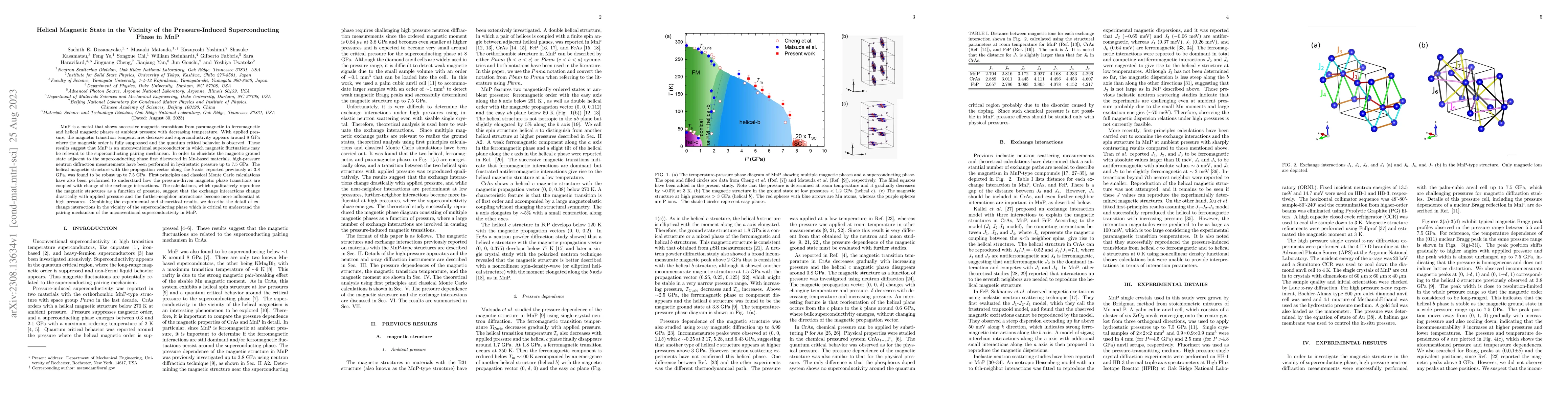 Thumbnail for Helical magnetic state in the vicinity of the pressure-induced
  superconducting phase in MnP