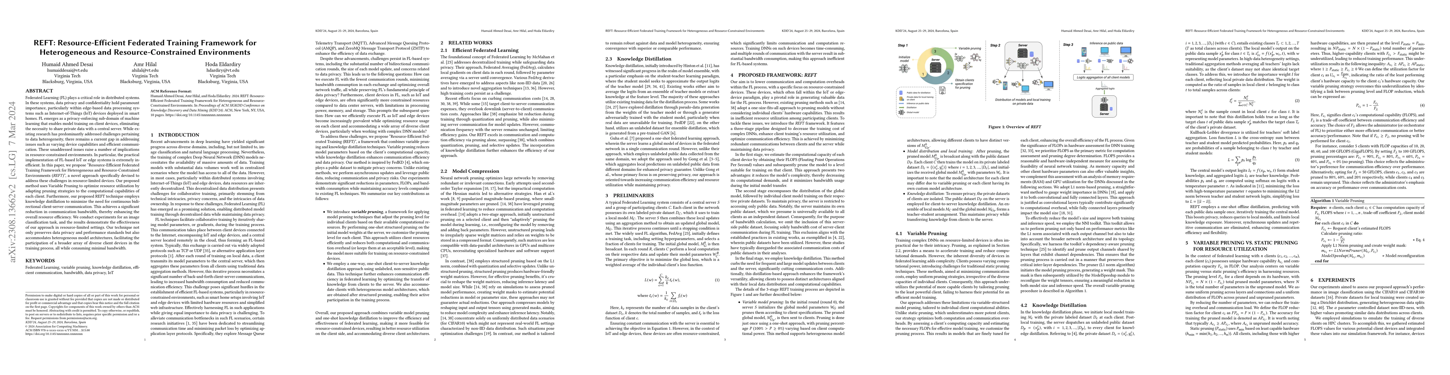 Thumbnail for REFT: Resource-Efficient Federated Training Framework for Heterogeneous
  and Resource-Constrained Environments