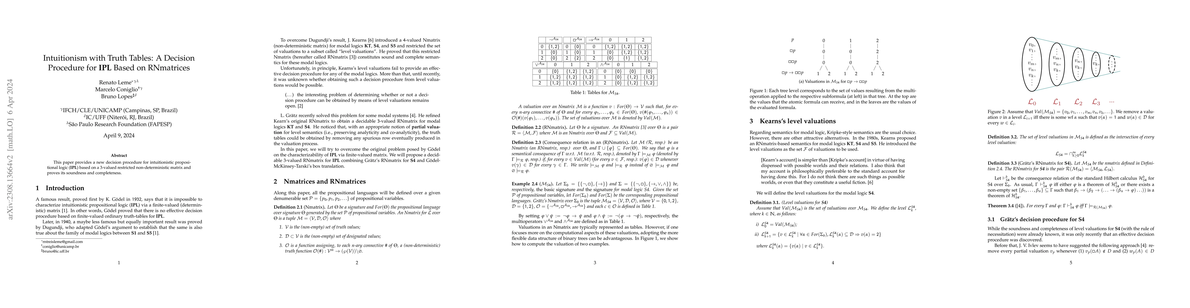 Thumbnail for Intuitionism with Truth Tables: A Decision Procedure for IPL Based on
  RNmatrices