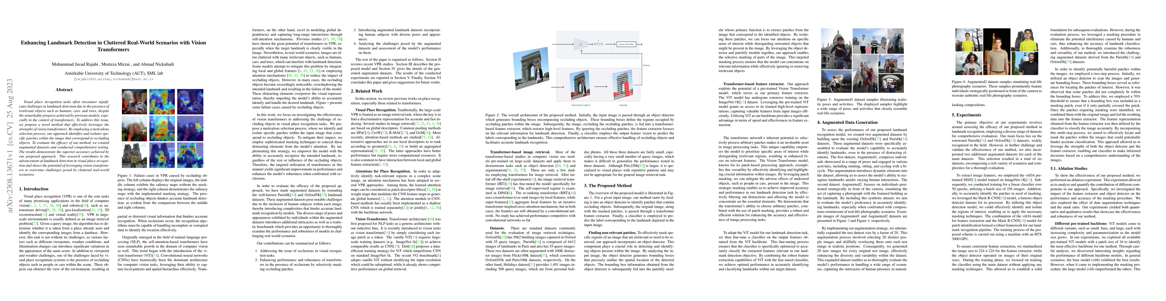 Thumbnail for Enhancing Landmark Detection in Cluttered Real-World Scenarios with
  Vision Transformers