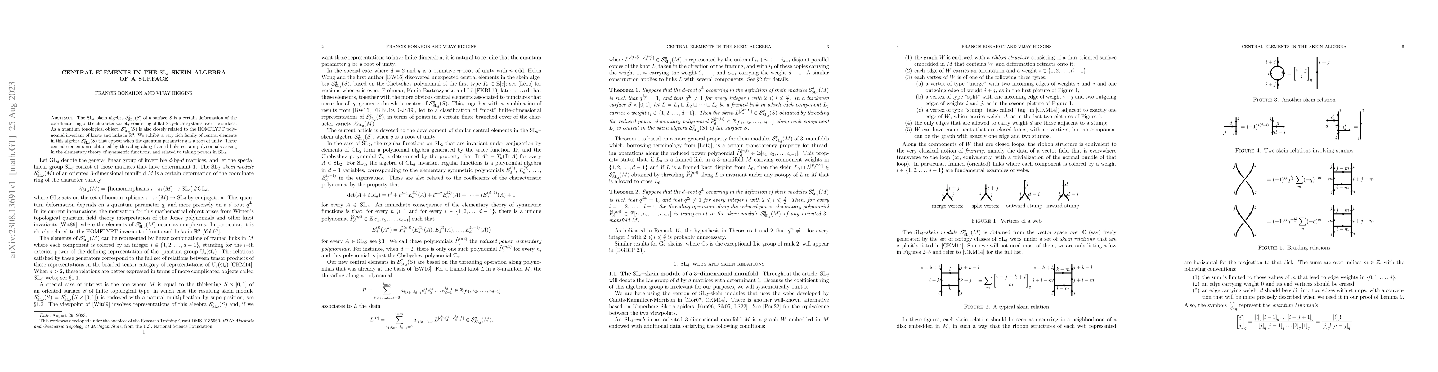 Thumbnail for Central elements in the $\mathrm{SL}_d$-skein algebra of a surface