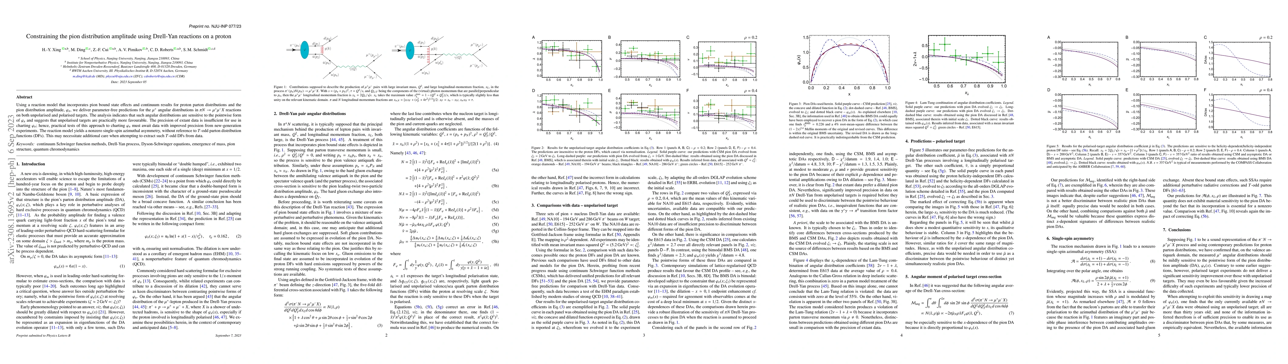 Thumbnail for Constraining the pion distribution amplitude using Drell-Yan reactions
  on a proton