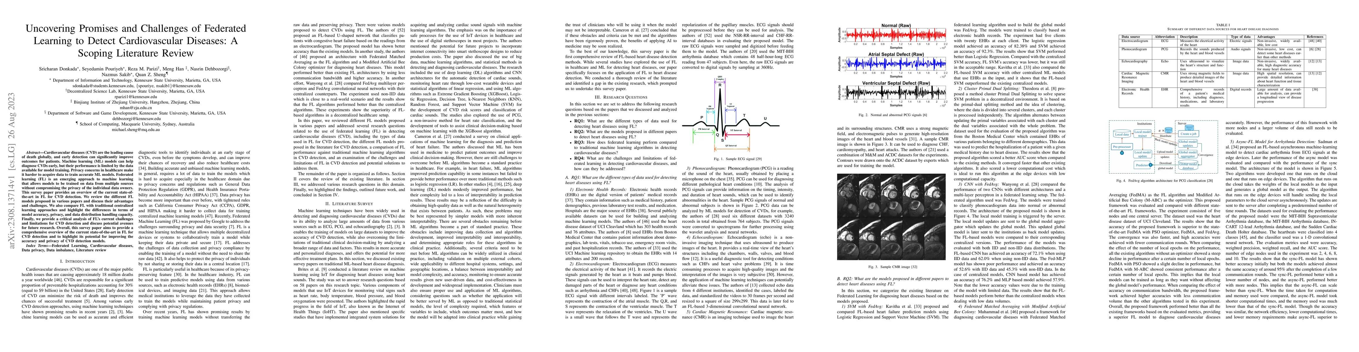 Thumbnail for Uncovering Promises and Challenges of Federated Learning to Detect
  Cardiovascular Diseases: A Scoping Literature Review