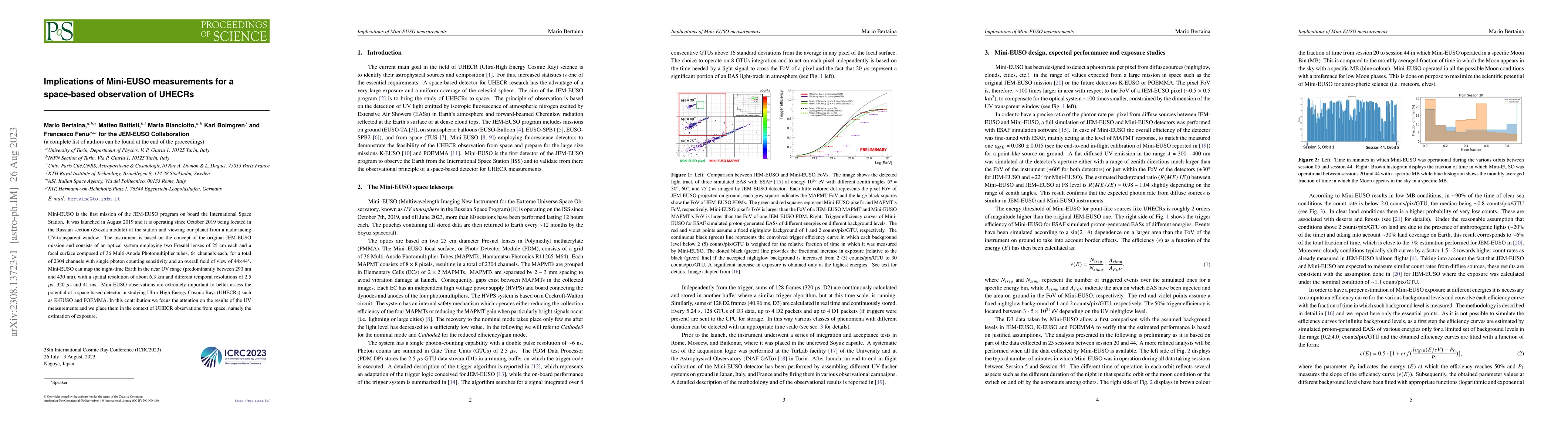 Thumbnail for Implications of Mini-EUSO measurements for a space-based observation of
  UHECRs