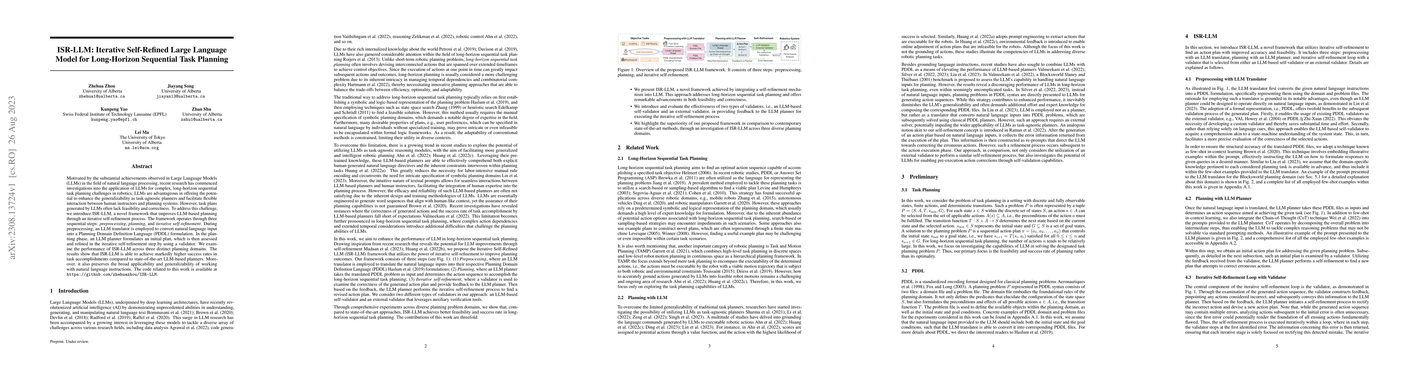 Thumbnail for ISR-LLM: Iterative Self-Refined Large Language Model for Long-Horizon
  Sequential Task Planning