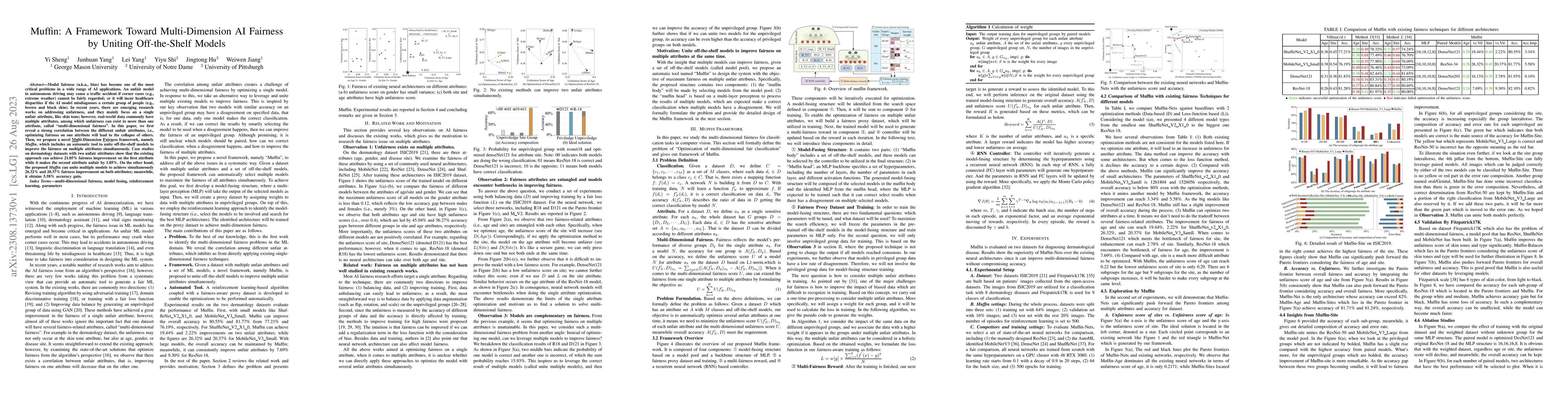 Thumbnail for Muffin: A Framework Toward Multi-Dimension AI Fairness by Uniting
  Off-the-Shelf Models