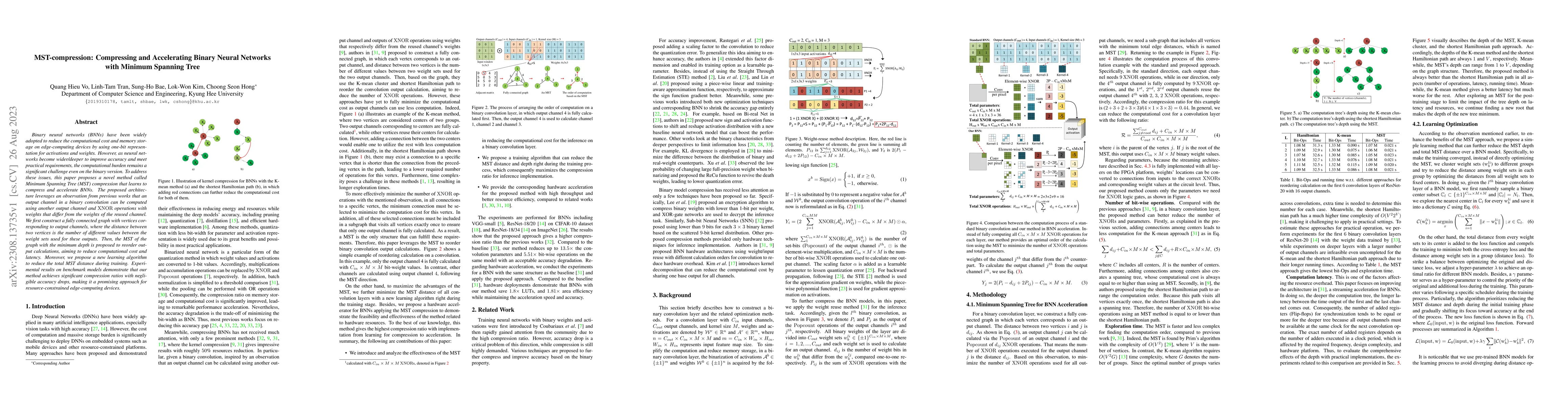 Thumbnail for MST-compression: Compressing and Accelerating Binary Neural Networks
  with Minimum Spanning Tree