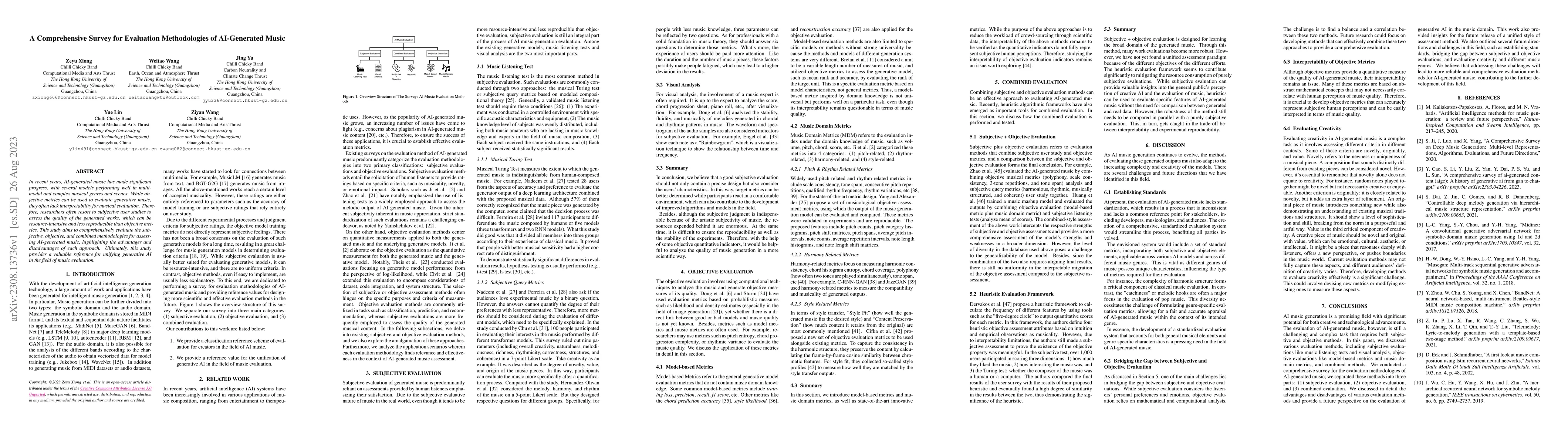Thumbnail for A Comprehensive Survey for Evaluation Methodologies of AI-Generated
  Music