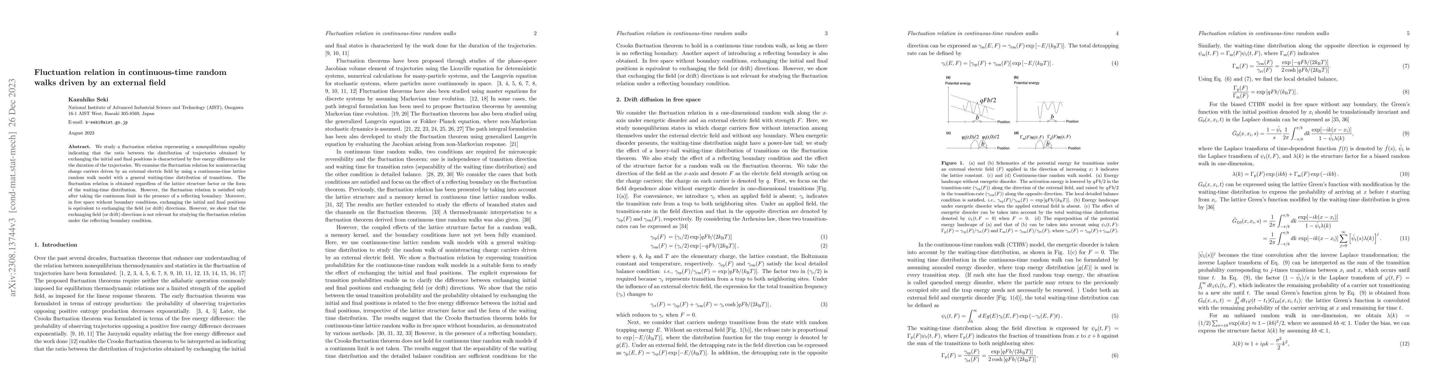 Thumbnail for Fluctuation relation in continuous-time random walks driven by an
  external field