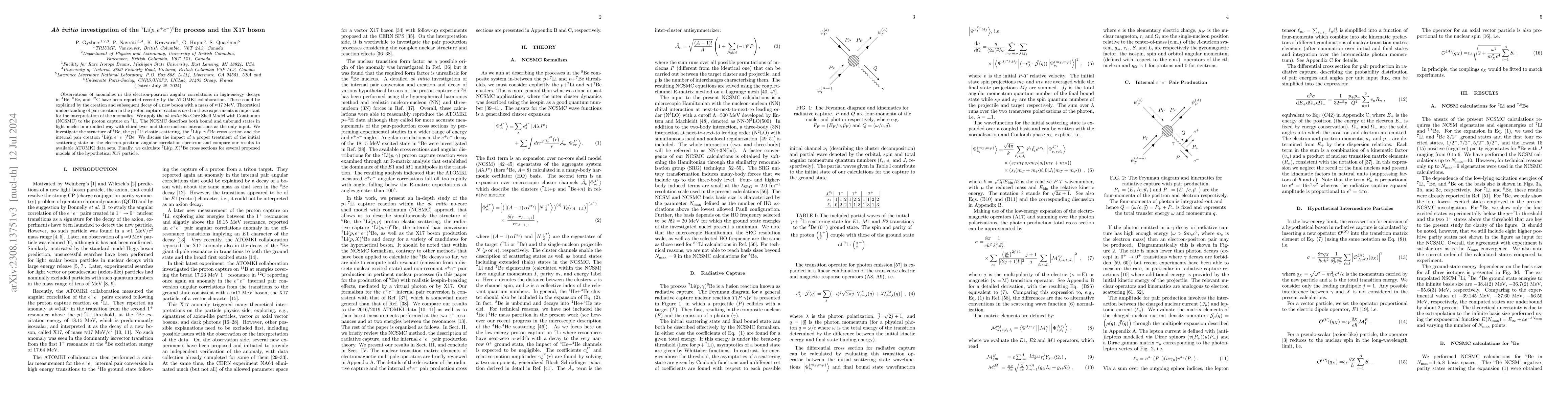 Thumbnail for Ab initio investigation of the $^7$Li($p,e^+e^-$)$^8$Be process and the
  X17 boson