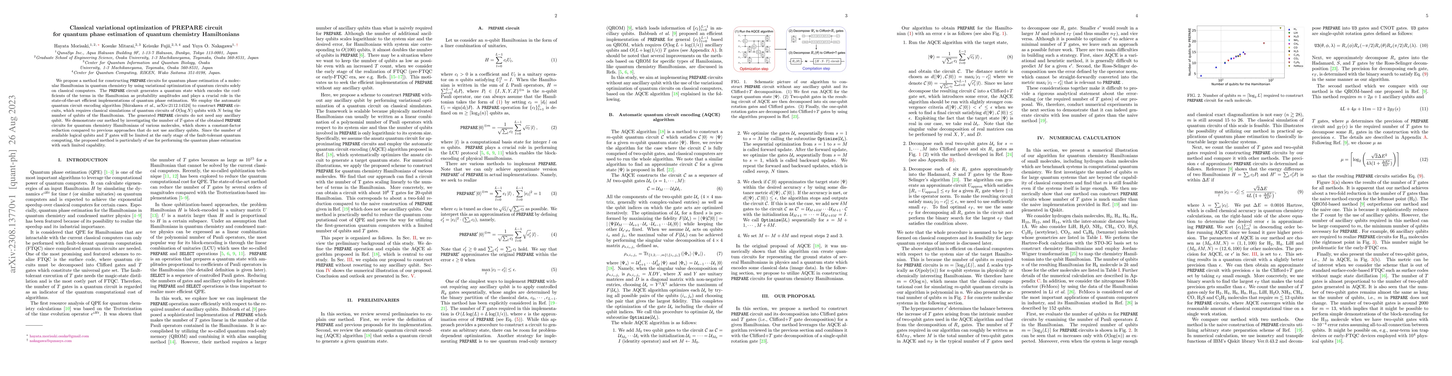 Thumbnail for Classical variational optimization of PREPARE circuit for quantum phase
  estimation of quantum chemistry Hamiltonians