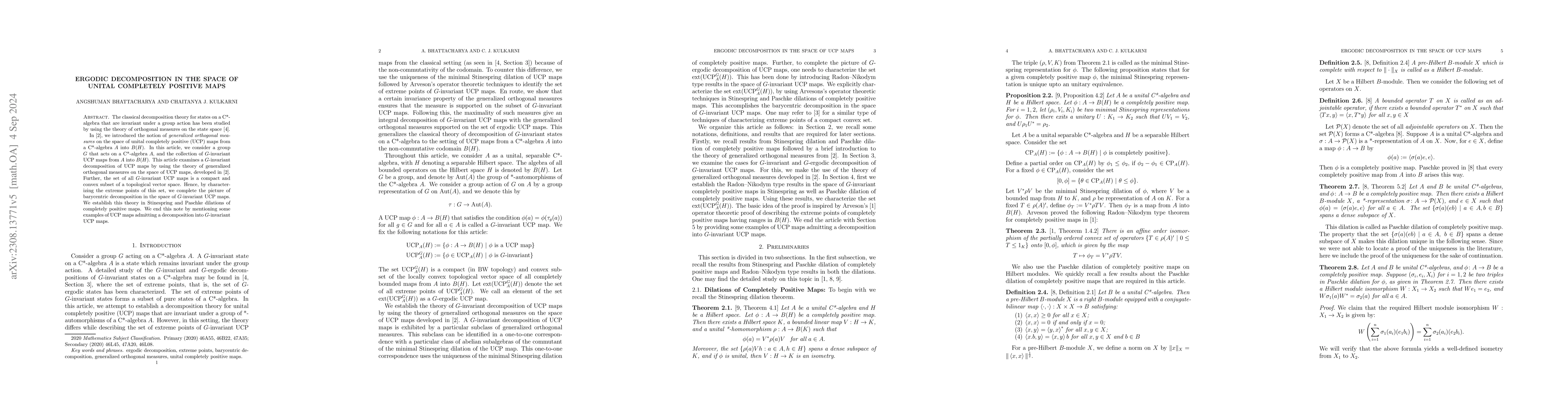 Thumbnail for Ergodic Decomposition in the Space of Unital Completely Positive Maps