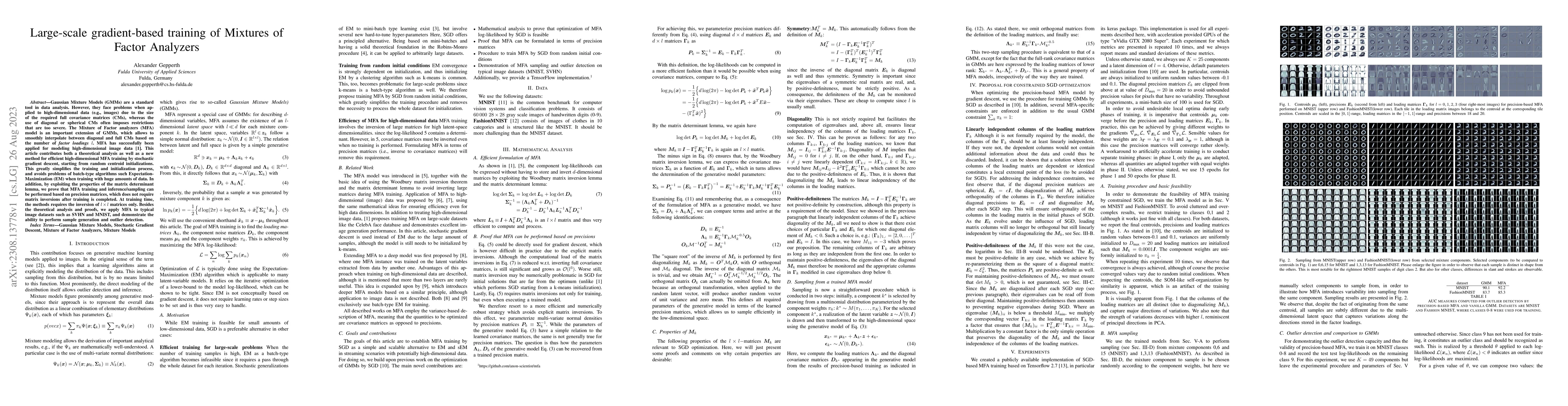 Thumbnail for Large-scale gradient-based training of Mixtures of Factor Analyzers