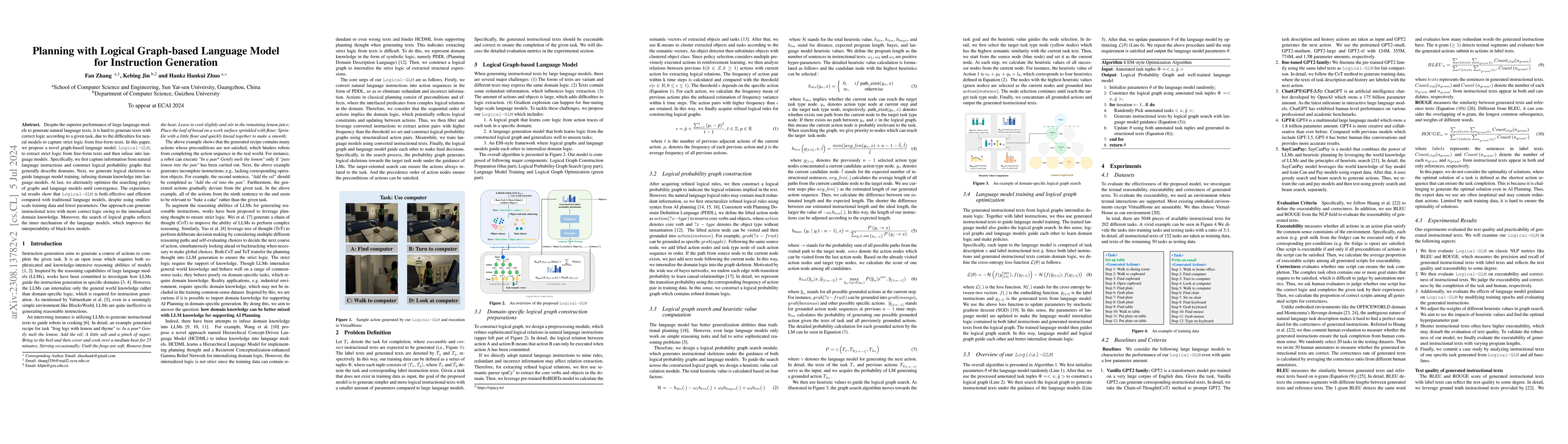 Thumbnail for Planning with Logical Graph-based Language Model for Instruction
  Generation