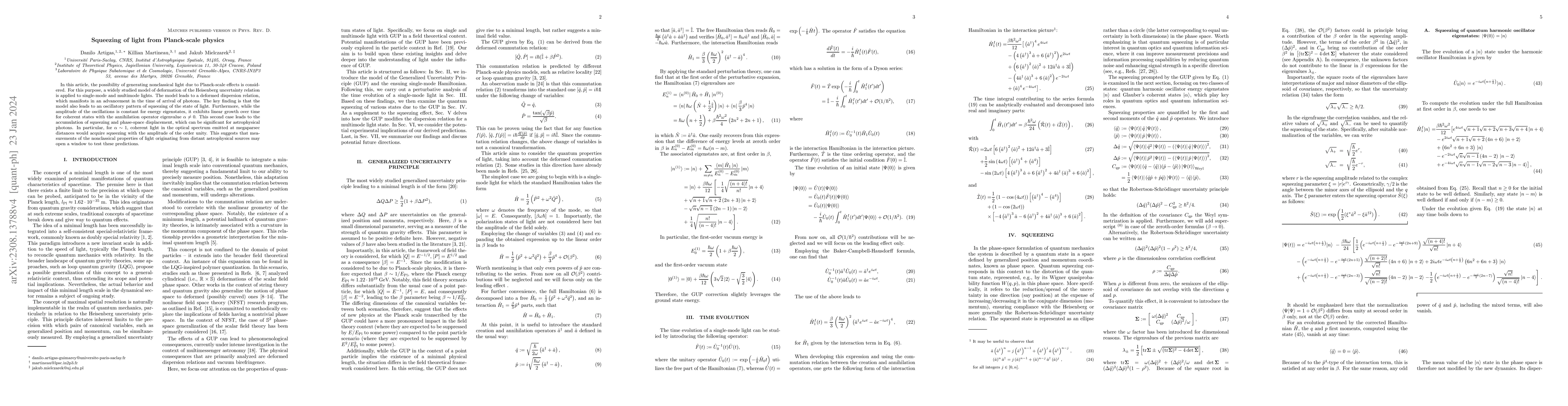 Thumbnail for Squeezing of light from Planck-scale physics