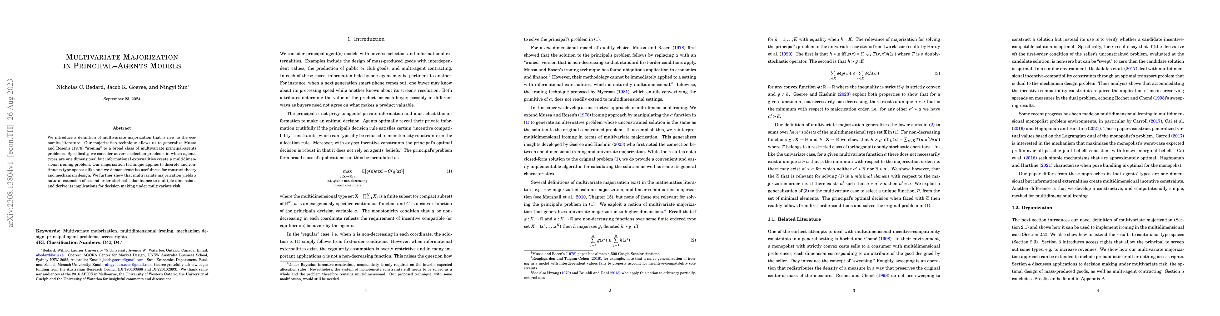 Thumbnail for Multivariate Majorization in Principal-Agents Models
