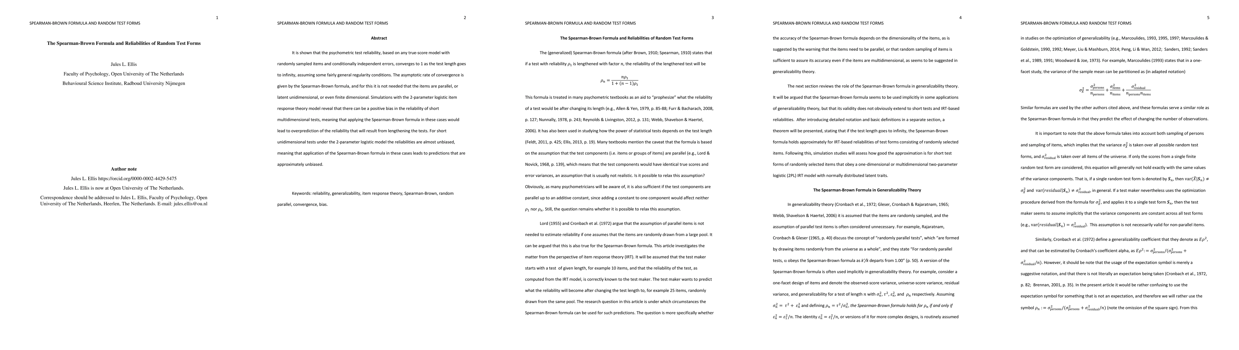 Thumbnail for The Spearman-Brown Formula and Reliabilities of Random Test Forms