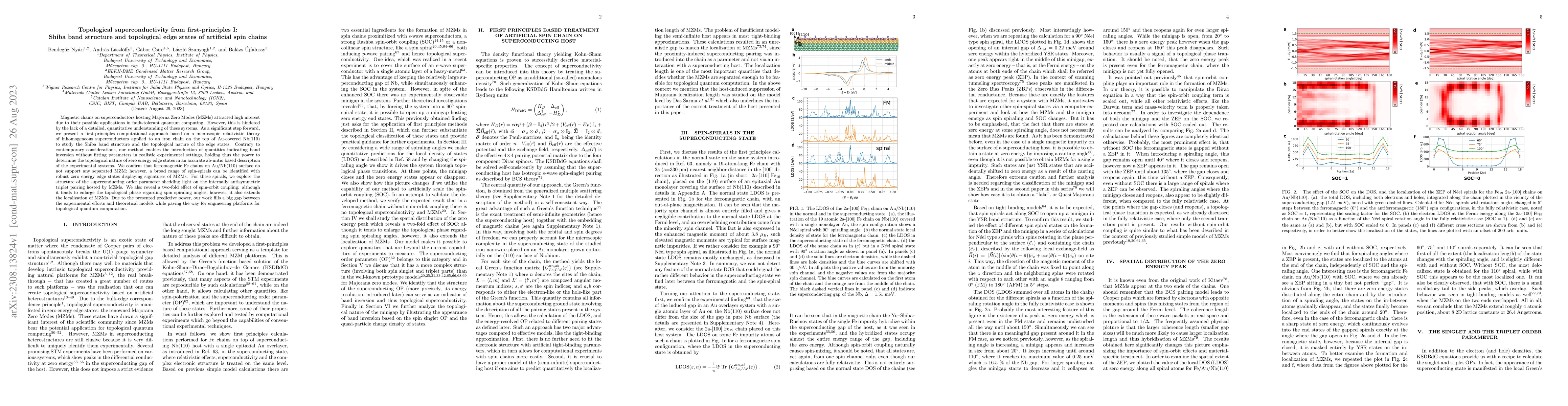 Thumbnail for Topological superconductivity from first-principles I: Shiba band
  structure and topological edge states of artificial spin chains