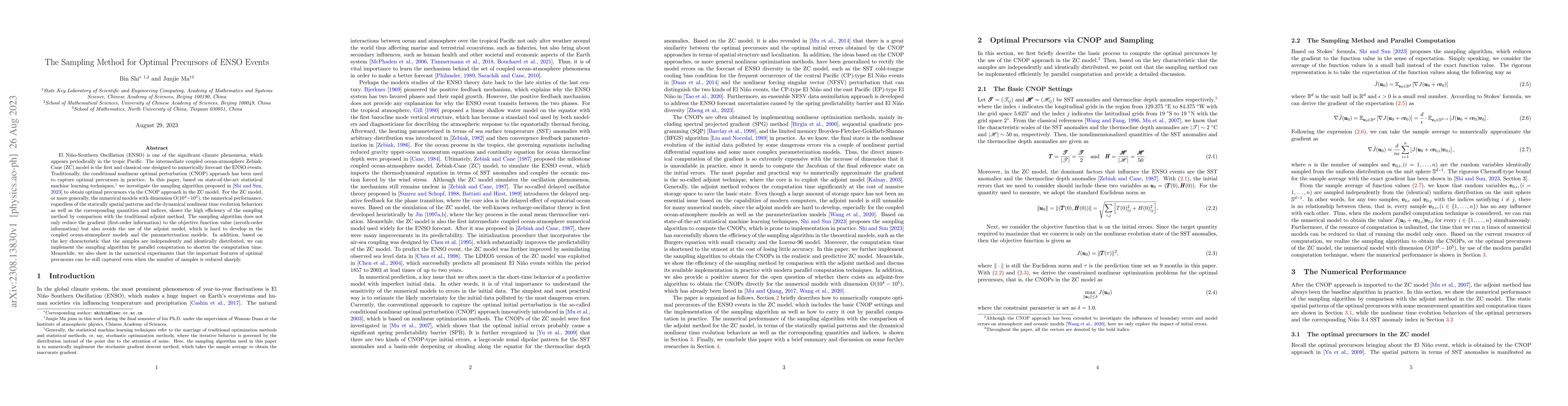 Thumbnail for The Sampling Method for Optimal Precursors of ENSO Events
