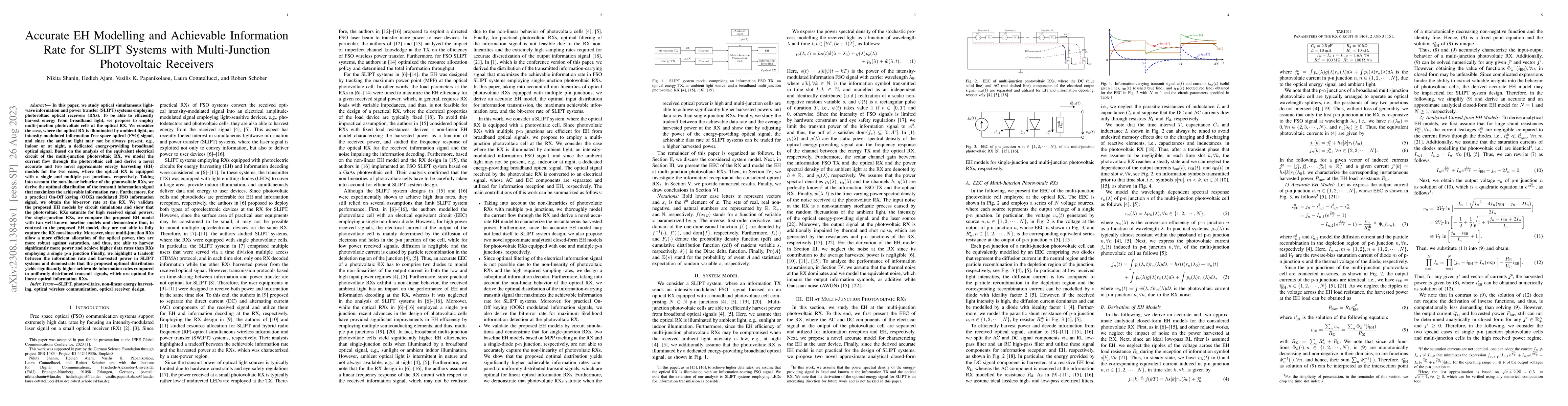 Thumbnail for Accurate EH Modelling and Achievable Information Rate for SLIPT Systems
  with Multi-Junction Photovoltaic Receivers