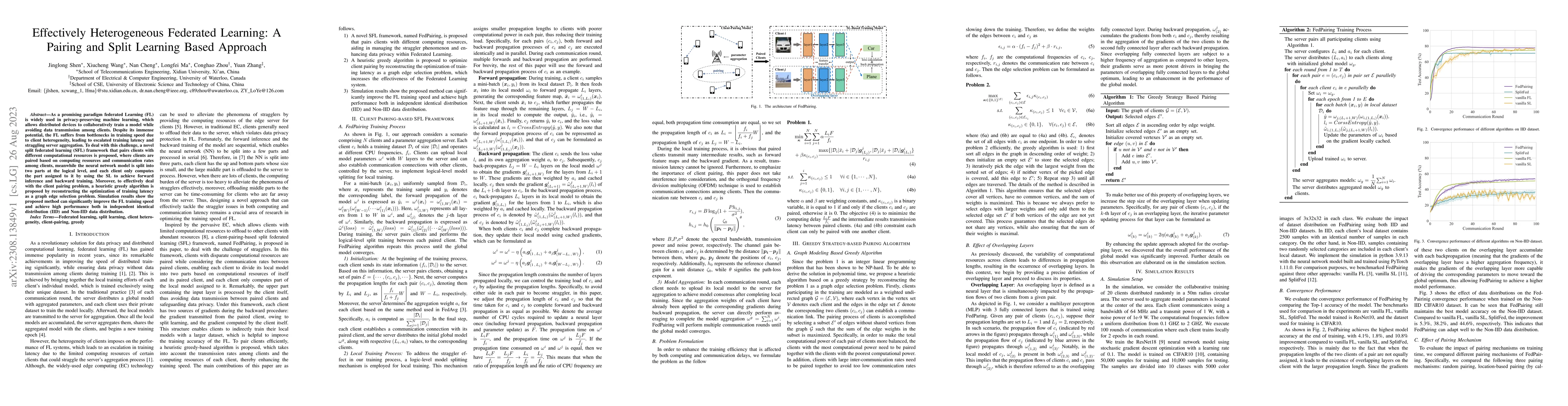 Thumbnail for Effectively Heterogeneous Federated Learning: A Pairing and Split
  Learning Based Approach
